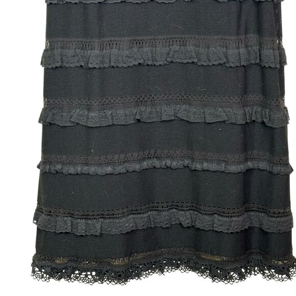 Vintage Moschino Cheap & Chic Size 10 Silk Blend Black Ruffle Lace Slip Dress - Picture 4 of 11